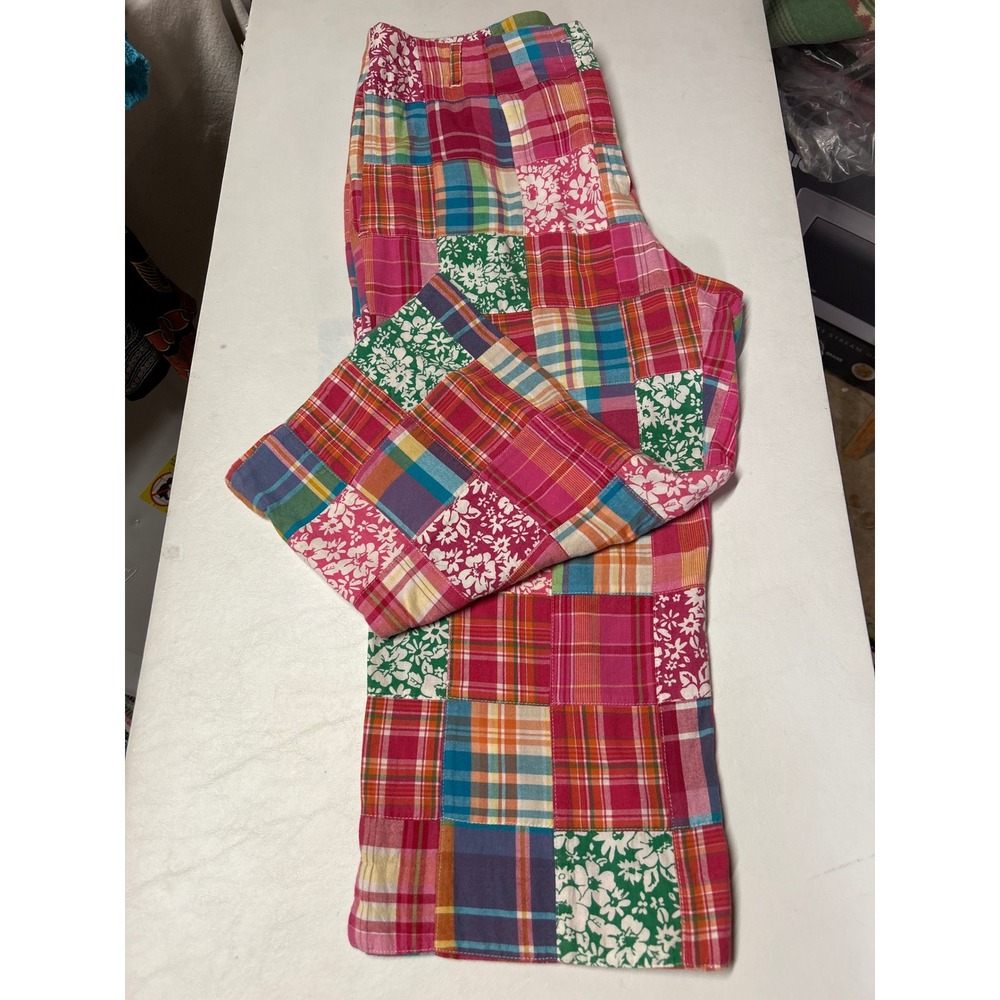 Susan Bristol Patchwork Madras Floral Capris Leg Pants Golf Multicolor Size 8